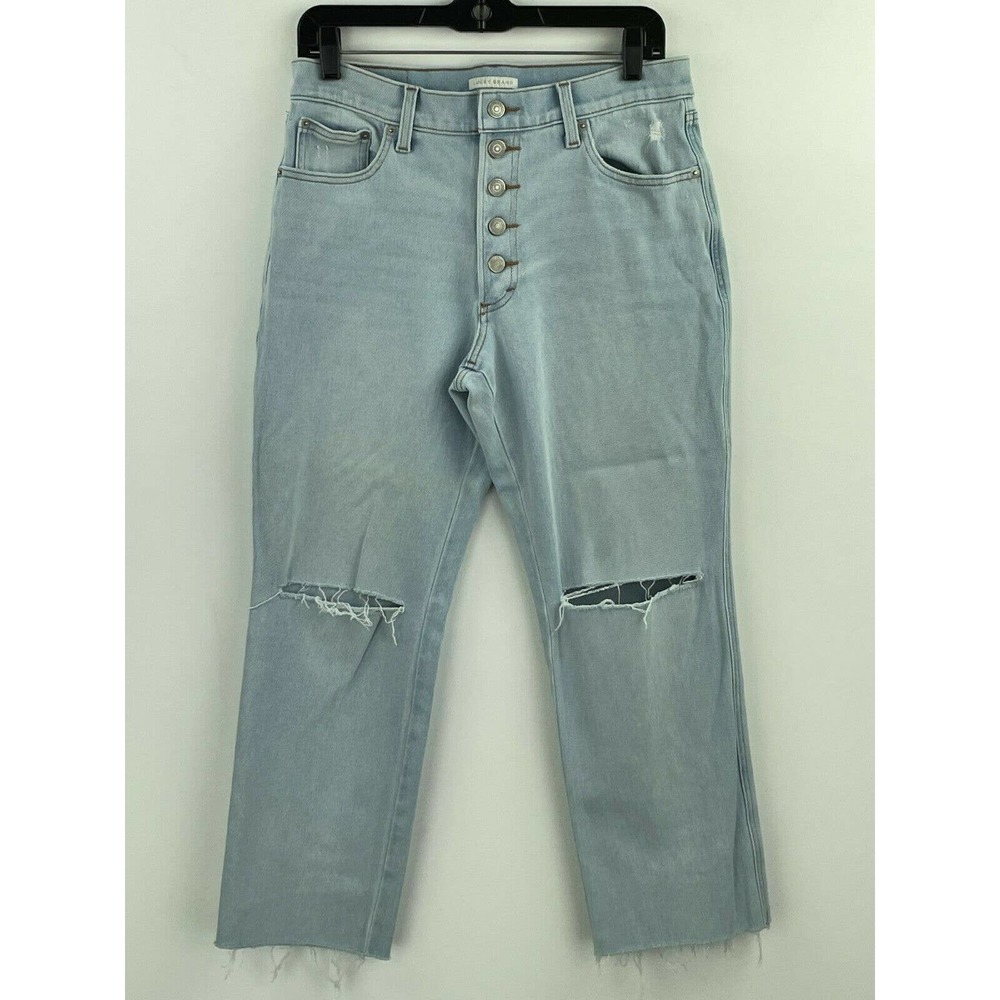 Lucky Brand 10/30 Authentic Straight Jeans A2-05 Mid Rise Distress Button Womens